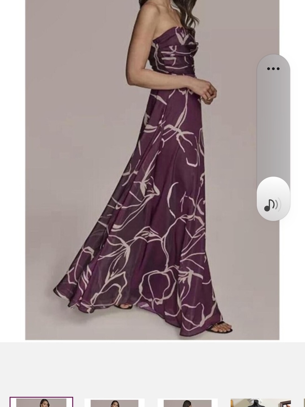 Donna Karan Strapless Floral Maxi Skirt in Plum and Ivory